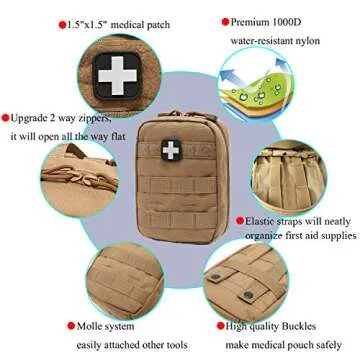 EMT Pouch MOLLE Ifak Pouch Tactical MOLLE Medical First Aid Kit Utility Pouch Carlebben (with Medical Supplies Tan)