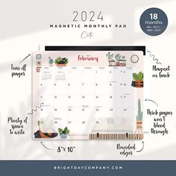 Bright Day Calendars 2023-2024 Magnetic Refrigerator Calendar Wall Calendar Pad by Bright Day, 18 Mo...