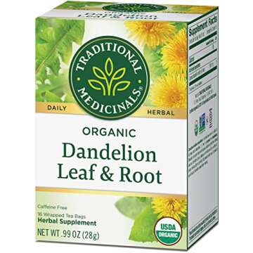Traditional Medicinals Tea, Organic Dandelion Leaf & Root, Supports Kidney Function & Healthy Digestion, 16 Tea Bags (Pack of 2)