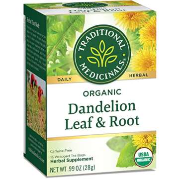 Traditional Medicinals Tea, Organic Dandelion Leaf & Root, Supports Kidney Function & Healthy Digestion, 16 Tea Bags (Pack of 2)