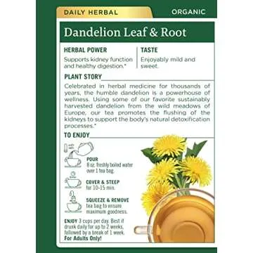 Traditional Medicinals Tea, Organic Dandelion Leaf & Root, Supports Kidney Function & Healthy Digestion, 16 Tea Bags (Pack of 2)
