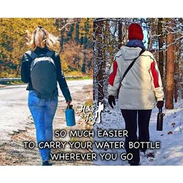 Hike And Joy Paracord Handle for Hydro Flask before 2020 and Other Wide Mouth Bottles -12 to 64oz. Includes Water Bottle Strap Carrier, Safety Ring and Carabiner. Ideal Water Bottle Handle for Hiking.