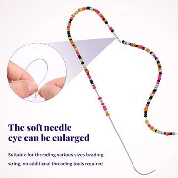 Karsspor 6 PCS Large Big Eye Curved Beading Needles, 5.3 Inch Stainless Bead Needle for Bead Spinner...