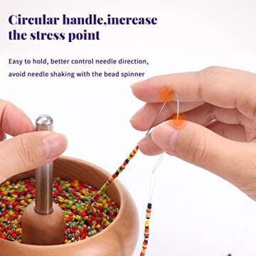 Karsspor 6 PCS Large Big Eye Curved Beading Needles, 5.3 Inch Stainless Bead Needle for Bead Spinner, Bead Spinner Needles for Glass Seed Beads Waist Beads Bracelet Necklace Making (Copyright Product)