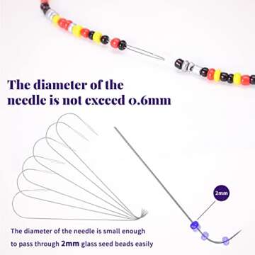 Karsspor 6 PCS Large Big Eye Curved Beading Needles, 5.3 Inch Stainless Bead Needle for Bead Spinner, Bead Spinner Needles for Glass Seed Beads Waist Beads Bracelet Necklace Making (Copyright Product)