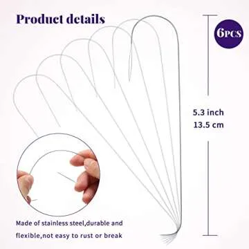 Karsspor 6 PCS Large Big Eye Curved Beading Needles, 5.3 Inch Stainless Bead Needle for Bead Spinner, Bead Spinner Needles for Glass Seed Beads Waist Beads Bracelet Necklace Making (Copyright Product)