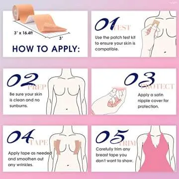 VBT 2 Pack Boob Tape - Breast Lift Tape, Body Tape for Breast Lift w 2 Pcs Silicone Breast Reusable Adhesive Bra& 2 Pcs Fabric Nipple Covers, Bob Tape for Large Breasts A-G Cup, Nude