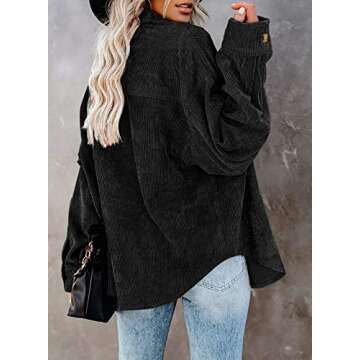 Yeahill Women's Oversized Corduroy Button-Down Shirt