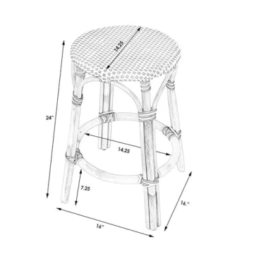 Beaumont Lane Elegant Grey & White Rattan Counter Stool