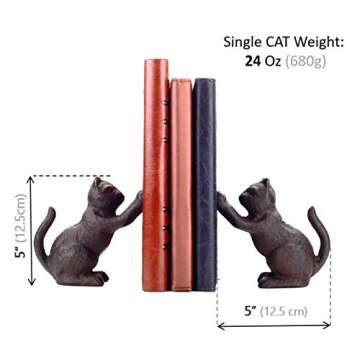 Ambipolar Cat Decorative Bookends, Unique Book Ends to Hold Books Heavy Duty for Office Desk, Vintag...