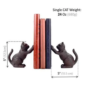 Ambipolar Cat Decorative Bookends, Unique Book Ends to Hold Books Heavy Duty for Office Desk, Vintag...