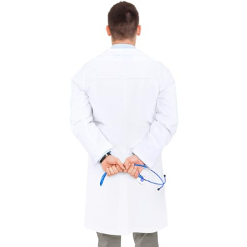 NY Threads Professional White Lab Coat for Men, Long Sleeve Medical Coat - X-Small, White