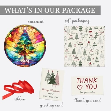 2024 Jabihome Christmas Ornament with Suncatcher Effect