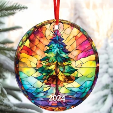 2024 Jabihome Christmas Ornament with Suncatcher Effect