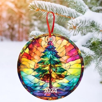 2024 Jabihome Christmas Ornament with Suncatcher Effect
