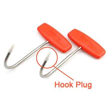 TIHOOD 2PCS Meat Hooks for Butchering, T Shaped Boning Hooks with Handle 6 inch Stainless Steel Butc...