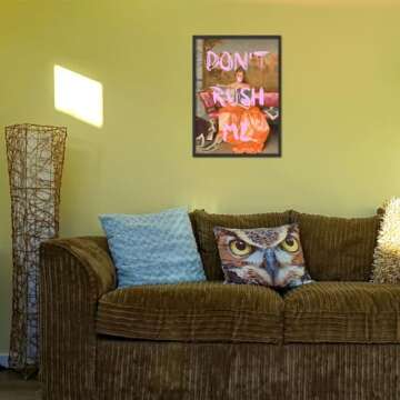 JSXOVDL Maximalist Wall Art Funny Eclectic Girly Wall Art Mom Don't Rush Me Altered Art Portrait Poster Vintage Inspirational Home Decor for Bathroom Living Room Bedroom 12x16in Unframed