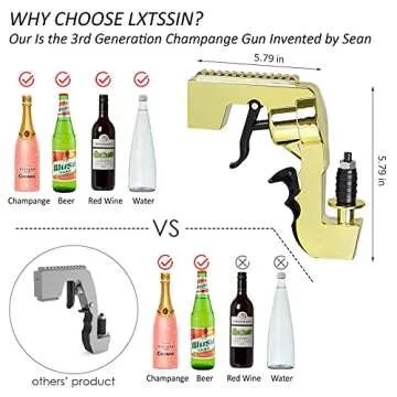 Champagne Gun Shooter,Beer Gun Shooter,Alcohol Gun Shooter Bottle Beer Squirt Gun Adjustable Dispenser Red Wine for Party Birthday Christmas