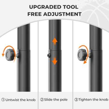 Yohood Kids Basketball Hoop, 3.6-7 FT Height Easy Adjustable, Portable Basketball Hoop Outdoor Indoor for Kids/Teens/Youth, 30" Backboard (Black)