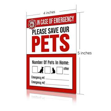 Emergency Pet Rescue Sticker for Fire Safety - 4 Pack