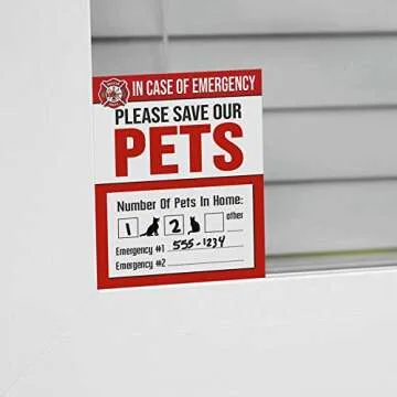 Emergency Pet Rescue Sticker for Fire Safety - 4 Pack
