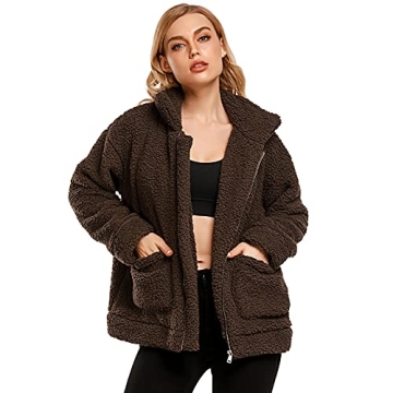 Women's Casual Lapel Fleece Zipper Coat - Cozy Oversized Jacket