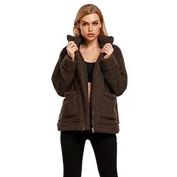 Women's Fleece Faux Shearling Zipper Coat for Casual Outings