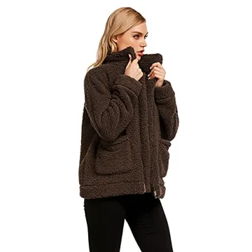 Women's Fleece Faux Shearling Zipper Coat for Casual Outings