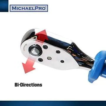 MICHAEL PRO MichaelPro MP001003 3/8 Inch Drive Ratchet Wrench Handle - Socket Change with 48 Tooth Durable Reversible Design - Pull Back Dual Action for Fast Removal or Fastener- 230mm
