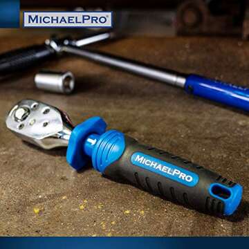 MICHAEL PRO MichaelPro MP001003 3/8 Inch Drive Ratchet Wrench Handle - Socket Change with 48 Tooth Durable Reversible Design - Pull Back Dual Action for Fast Removal or Fastener- 230mm