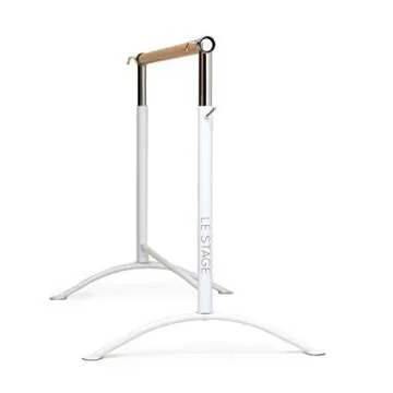 LeStage Ballet Barre - Portable Freestanding Adjustable Training Home Barre - Pro Series Bar with Foam Protector and Elastic Stretching Strap - White