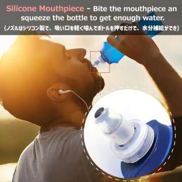 Azarxis Soft Flask Collapsible TPU Running Water Bottles Handheld BPA-Free 250ml 350ml 500ml 600ml for Hydration Vest Pack Trail Hiking Cycling Climbing (250ml / 8.45oz)