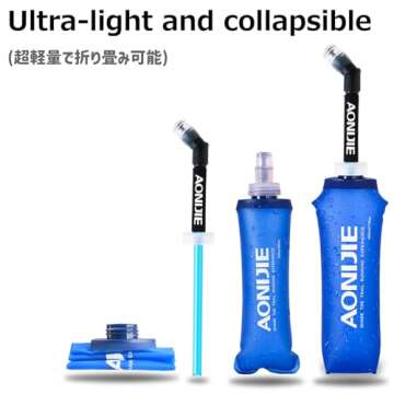 Azarxis Soft Flask Collapsible TPU Running Water Bottles Handheld BPA-Free 250ml 350ml 500ml 600ml for Hydration Vest Pack Trail Hiking Cycling Climbing (250ml / 8.45oz)