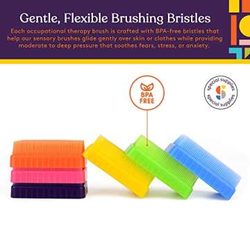 Special Supplies Sensory Brush Therapressure Therapy Brush for Occupational and Sensory Brushing, Stimulating, Calming Tools for Kids and Adults, Soft Flexible Bristles, Latex Free (Colored 6-Pack)