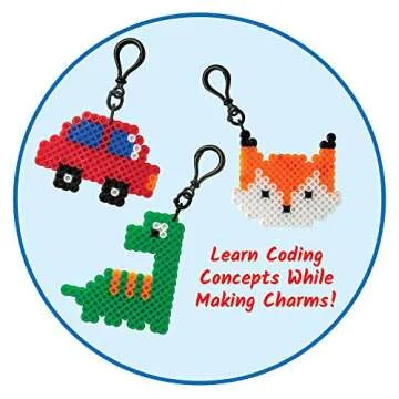 hand2mind Coding Charms, Coding for Kids 8-12, Fuse Bead Iron Craft Kit, Make Your Own Keychain, Coding Kits for Students, Computer Programming for Kids, STEM Activities, Educational Science Kits