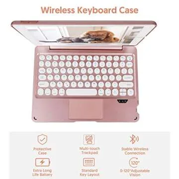 LAVO-TECH Bluetooth Keyboard Case with Touchpad for iPad 9th 8th 7th Gen, iPad Air 3rd, iPad Pro 10....