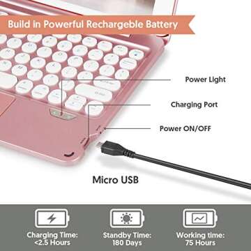 LAVO-TECH Bluetooth Keyboard Case with Touchpad for iPad