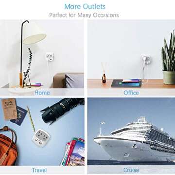 TESSAN US to Japan Plug Adapter, 2 Prong to 3 Prong Outlet Adapter with Two AC Outlets 2 USB Ports, Travel Power Adaptor for USA to Japanese Tokyo Canada Mexico Philippines Peru Colombia, Type A