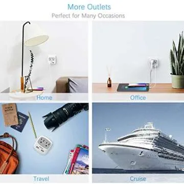 TESSAN US to Japan Plug Adapter, 2 Prong to 3 Prong Outlet Adapter with Two AC Outlets 2 USB Ports, Travel Power Adaptor for USA to Japanese Tokyo Canada Mexico Philippines Peru Colombia, Type A