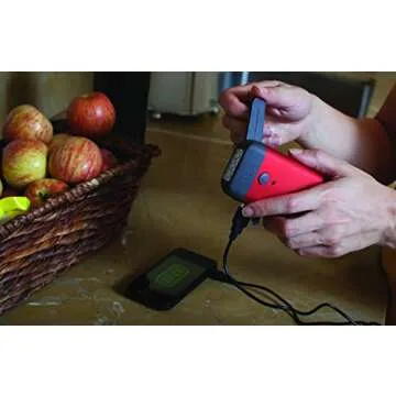 Eton American Red Cross Crank-Powered Clipray Clip-On Flashlight & Smartphone Charger, Hand Crank, Cherry Red, Commitment to Preparedness