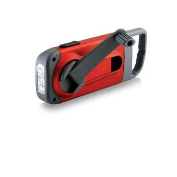 Eton American Red Cross Crank-Powered Clipray Clip-On Flashlight & Smartphone Charger, Hand Crank, Cherry Red, Commitment to Preparedness