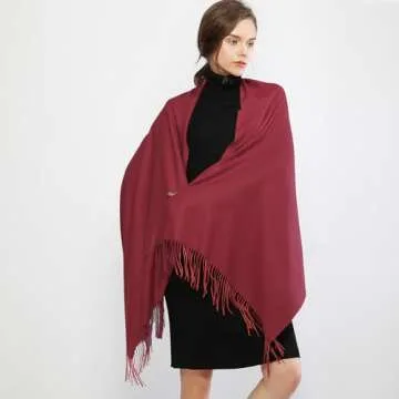 RIIQIICHY Scarfs for Women Winter Dark Red Pashmina Shawls and Wraps for Evening Dresses Warm Large Scarves Wedding Shawl