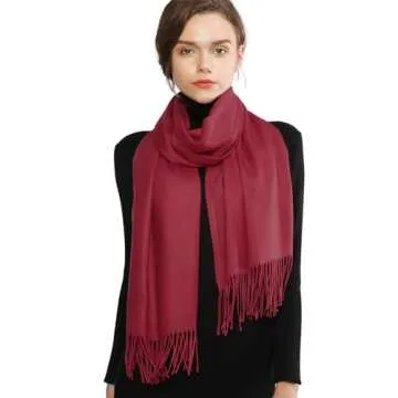 RIIQIICHY Scarfs for Women Winter Dark Red Pashmina Shawls and Wraps for Evening Dresses Warm Large Scarves Wedding Shawl