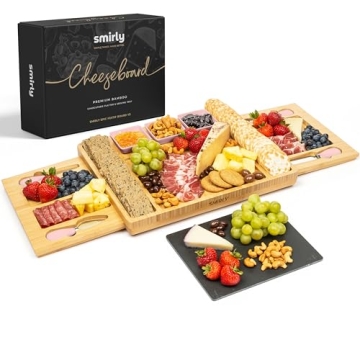 SMIRLY Charcuterie Boards Gift Set: Charcuterie Board Set, Bamboo Cheese Board Set - House Warming G...