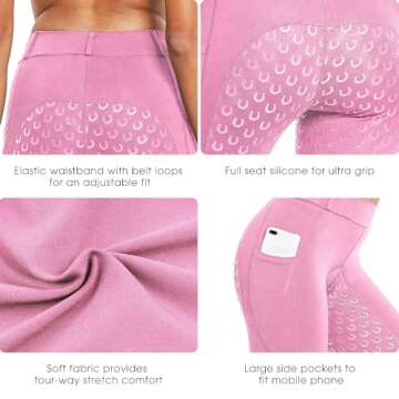 FitsT4 Sports Women's Full Seat Riding Tights Active Silicon Grip Horse Riding Tights Equestrian Bre...