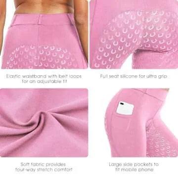 FitsT4 Sports Women's Full Seat Riding Tights Active Silicon Grip Horse Riding Tights Equestrian Bre...