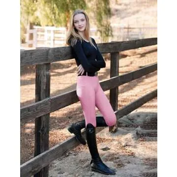FitsT4 Sports Women's Full Seat Riding Tights Active Silicon Grip Horse Riding Tights Equestrian Breeches Pink Size M