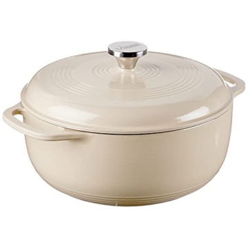 Lodge 6 Quart Enameled Cast Iron Dutch Oven with Lid – Dual Handles – Oven Safe up to 500° F or...