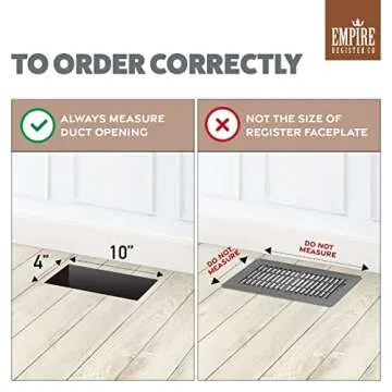 Empire Register Co, Vent Cover - 4x10 inch, Antique Style Design, Antique Copper Finish, Heavy Duty Floor Vent Covers, Metal Damper Attached Vent Covers for Home Floor only