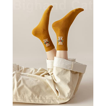 Cute Animal Patterned Cotton Crew Socks for Women